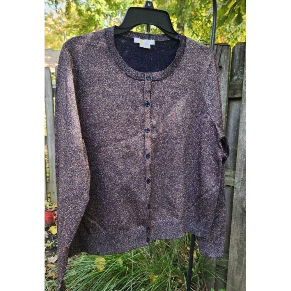Boden Rosetta Sparkle Cardigan Sweater Metallic US 14 UK 18